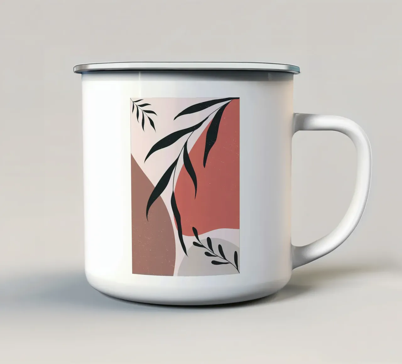 Minimal Leave Abstracte Kunst emaille mok van Locquinn Fuller