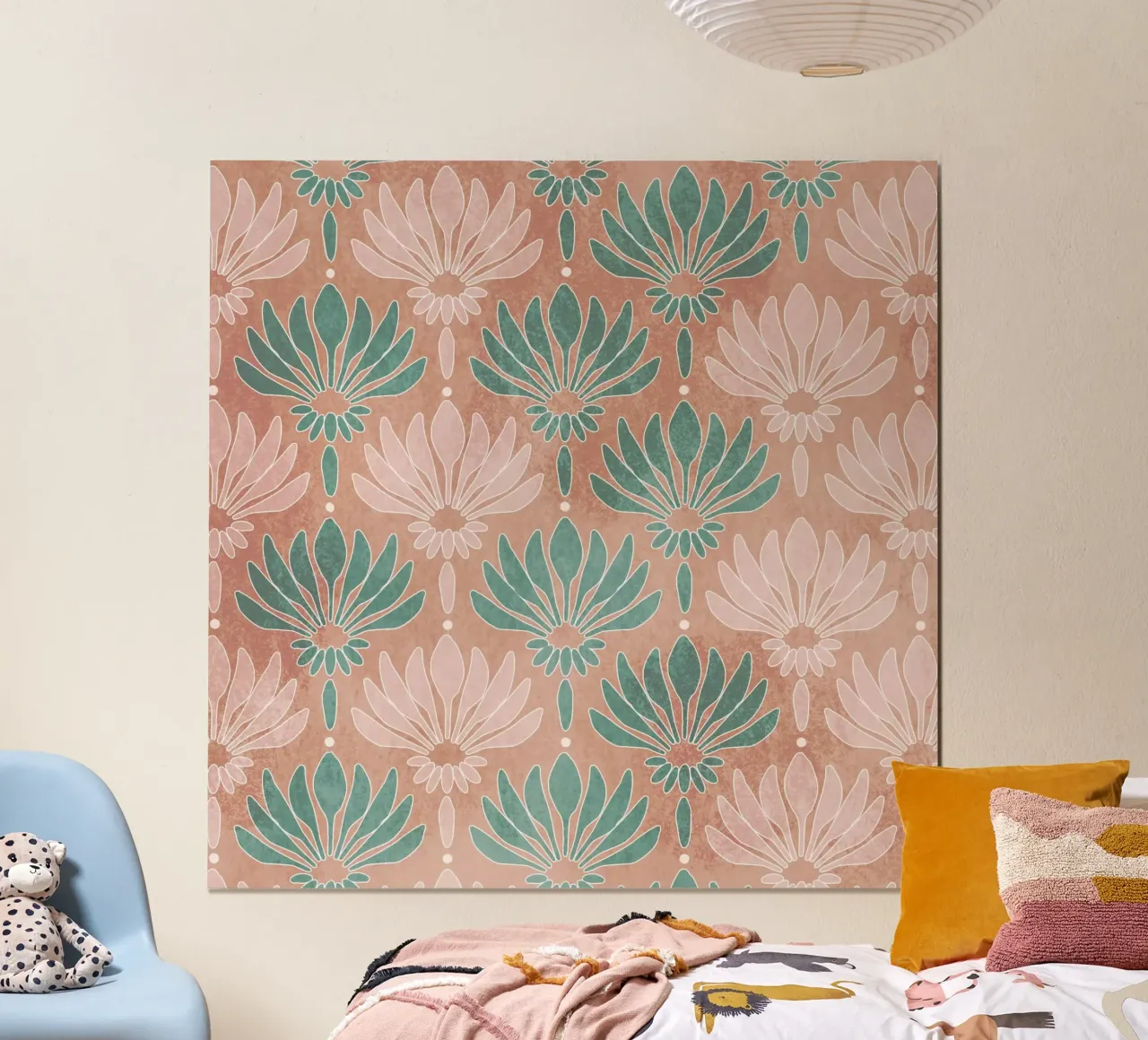 Modern gestileerde lelies, geïnspireerd door Marokko poster met houten frame van CalliLetters