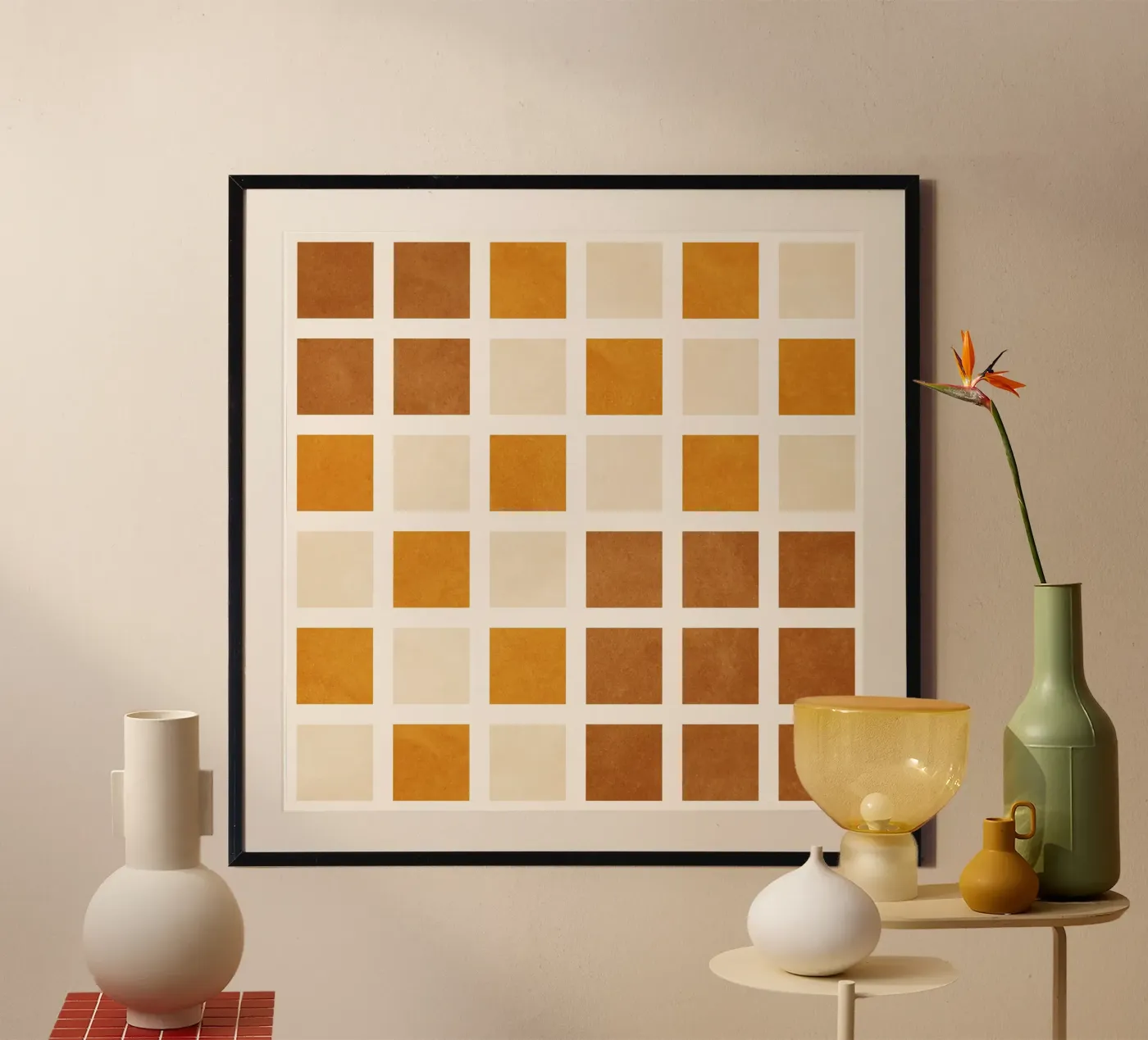 Brown Tiles poster da Shapes and Flowers