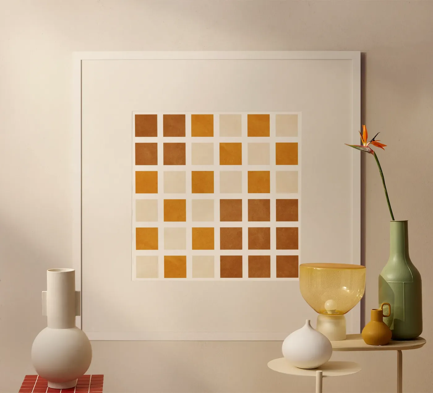 Brown Tiles poster da Shapes and Flowers