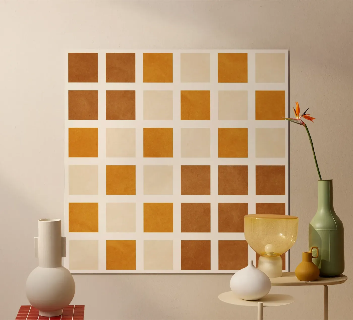 Brown Tiles poster da Shapes and Flowers
