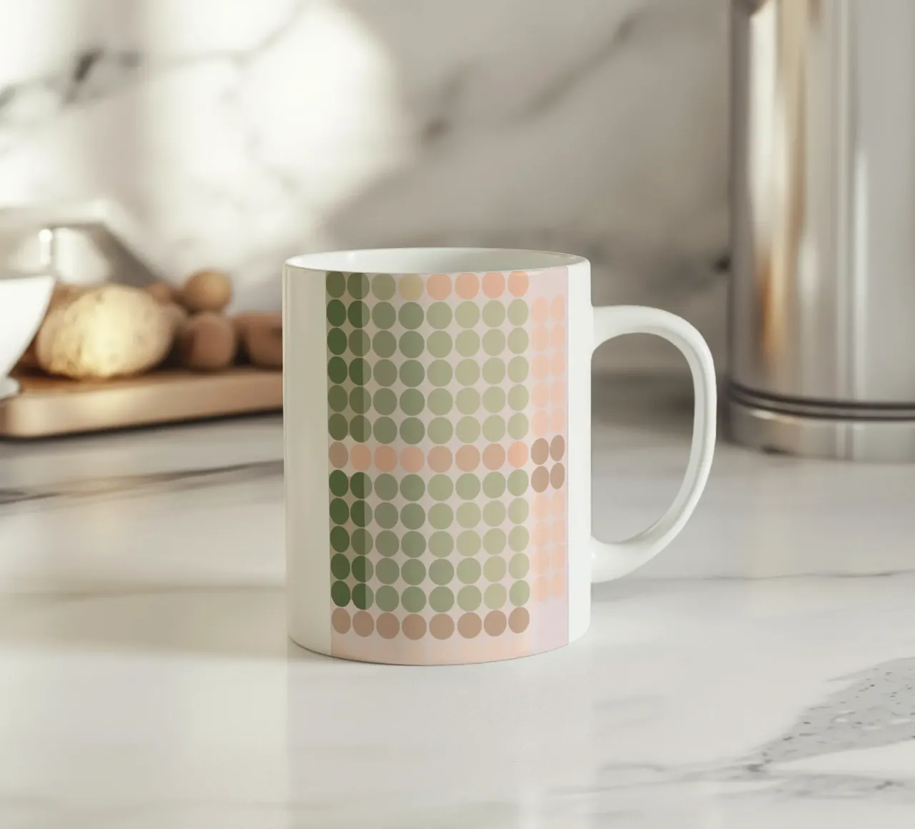 Cerchi in dissolvenza | Studio cromatico in rosa scuro e oliva tazza in ceramica da Autofocus