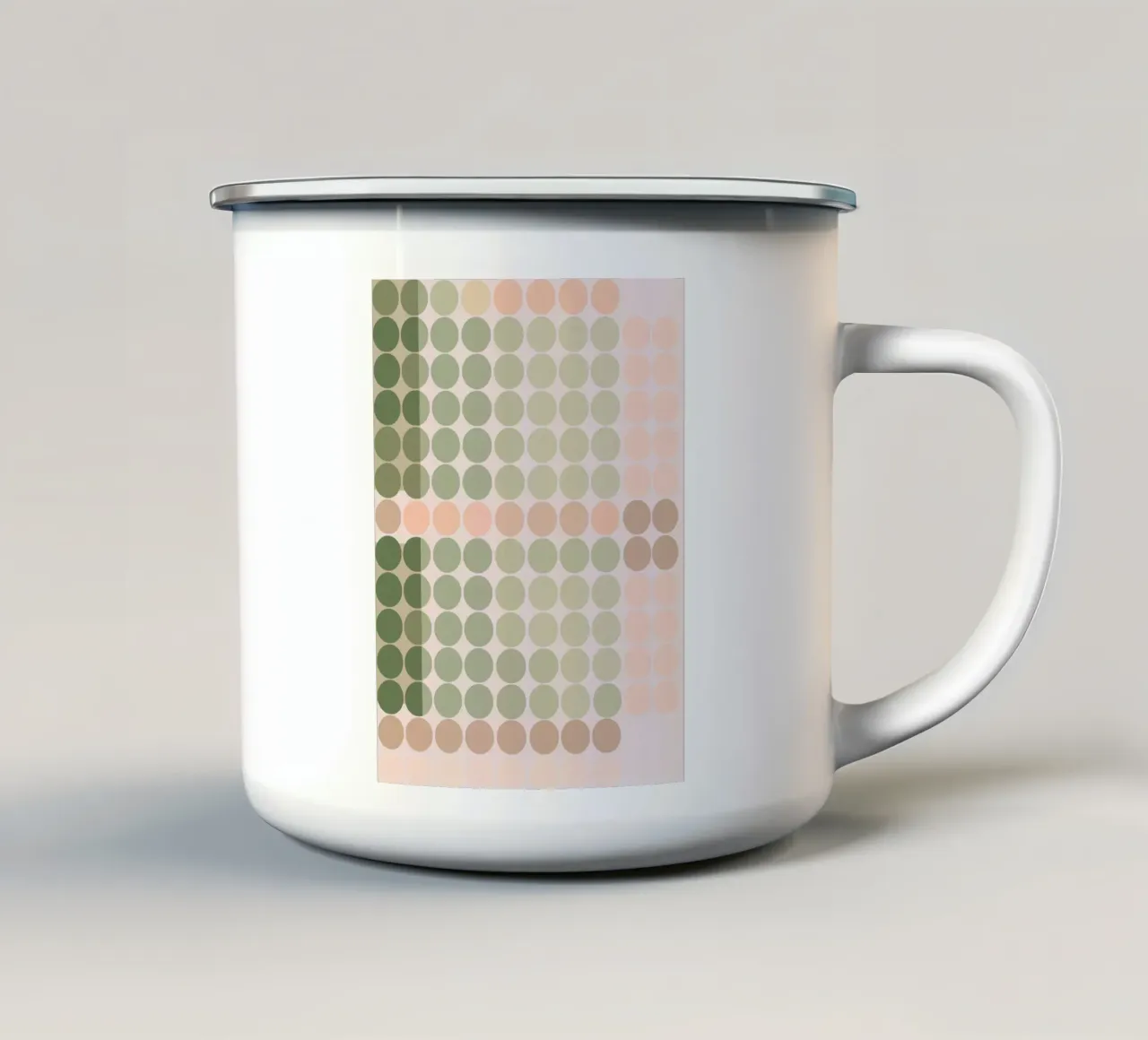 Cerchi in dissolvenza | Studio cromatico in rosa scuro e oliva tazza in smalto da Autofocus
