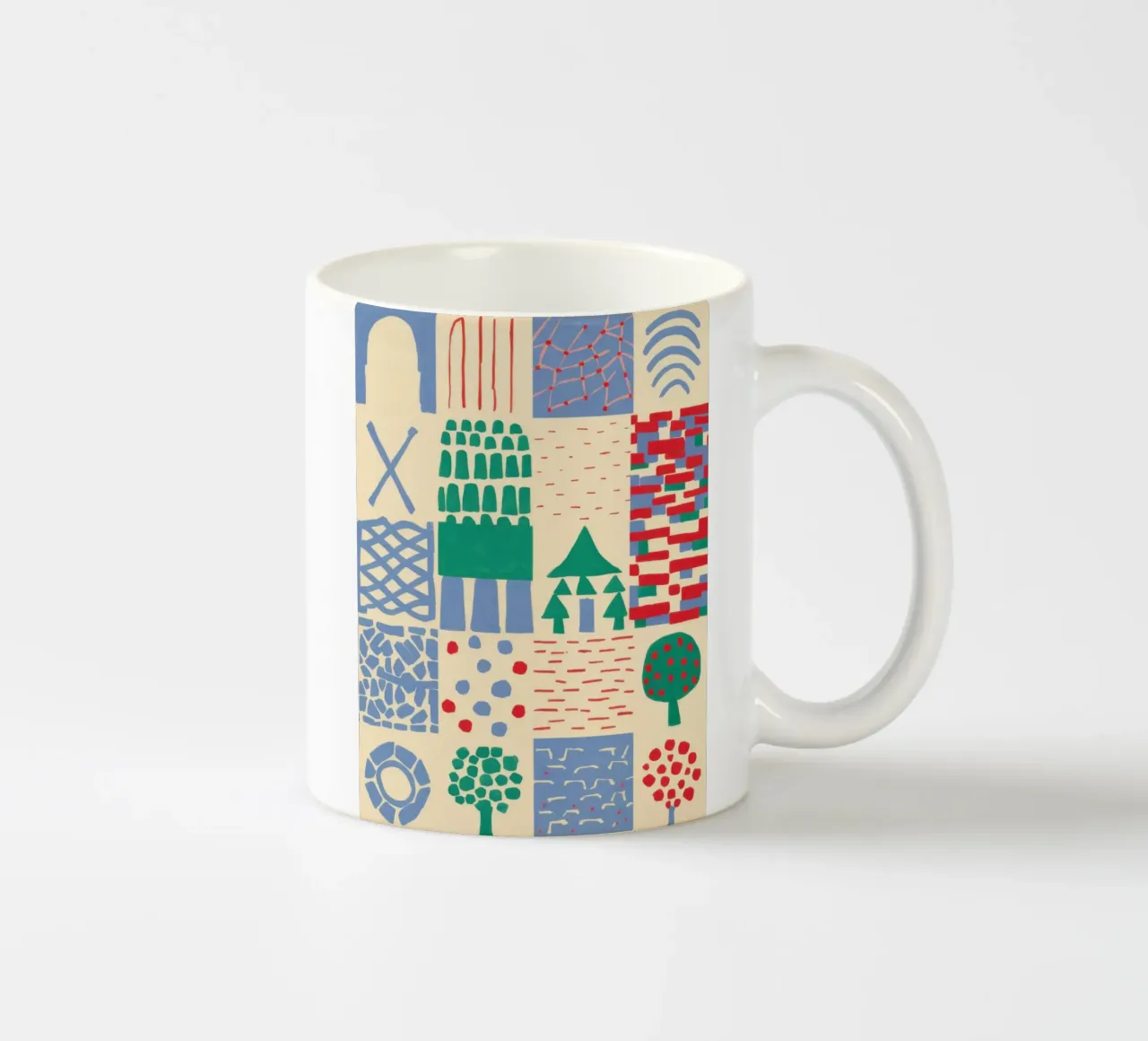Medley di piastrelle folk tazza in ceramica da Sun Riser