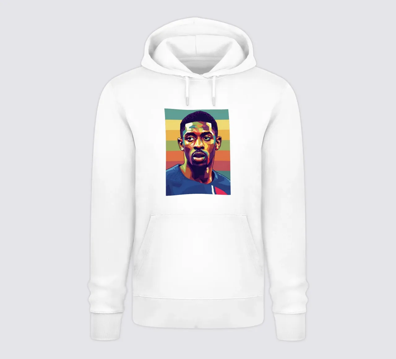 Ritratto pop art di Ousmane Dembele felpa con cappuccio da Hantamrata