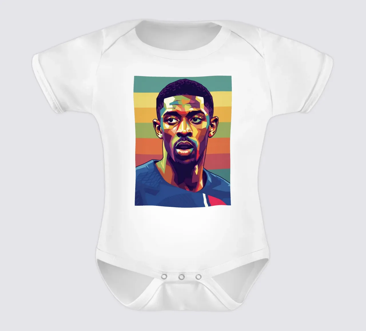 Ritratto pop art di Ousmane Dembele body neonato maniche corte da Hantamrata
