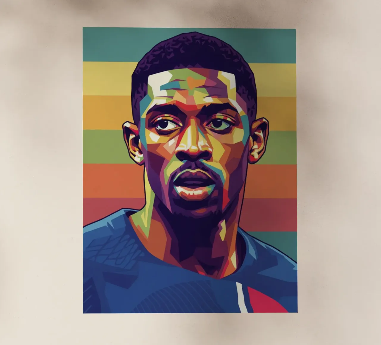 Ritratto pop art di Ousmane Dembele pellicola backlit da Hantamrata