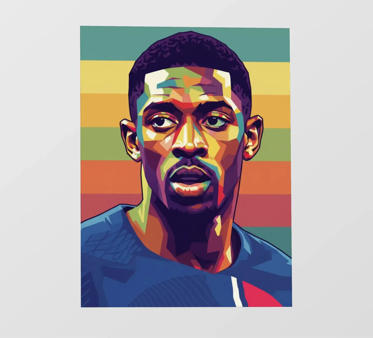 Ritratto pop art di Ousmane Dembele pellicola backlit da Hantamrata
