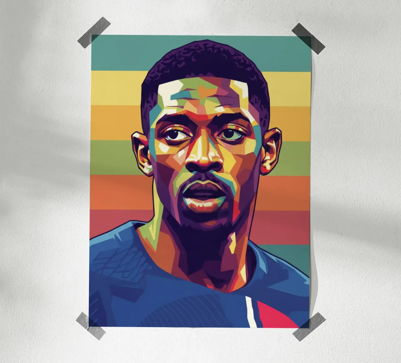 Ritratto pop art di Ousmane Dembele carta hahnemühle da Hantamrata