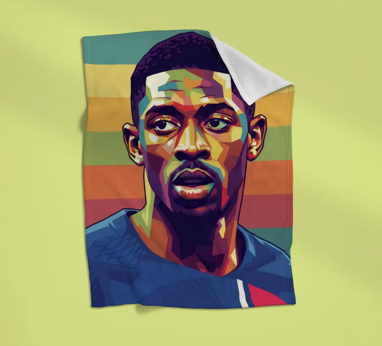 Ritratto pop art di Ousmane Dembele coperta in pile da Hantamrata