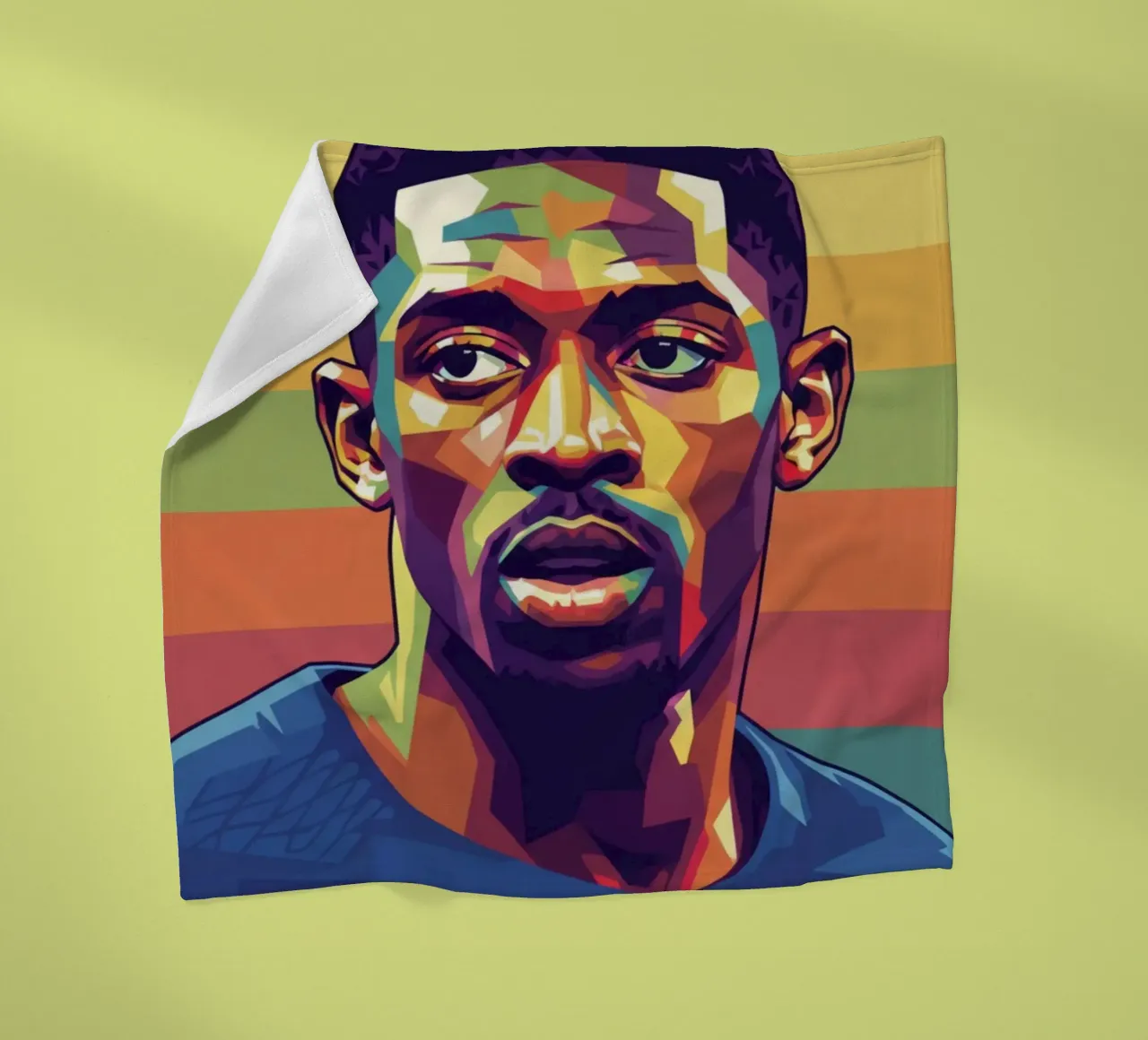 Ritratto pop art di Ousmane Dembele coperta in pile da Hantamrata