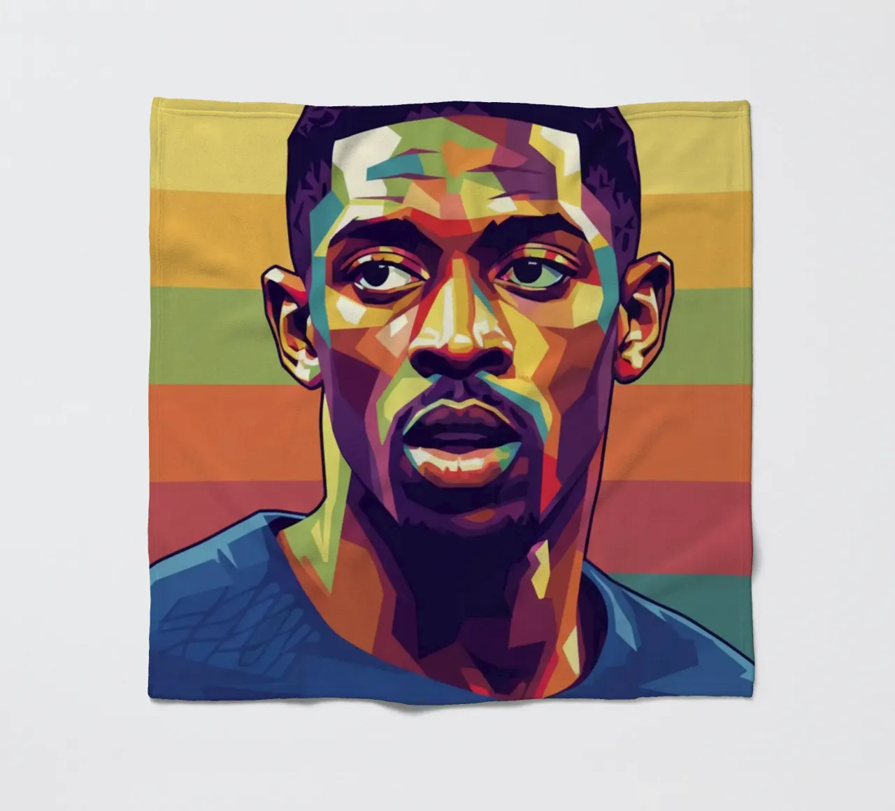 Ritratto pop art di Ousmane Dembele coperta in pile da Hantamrata