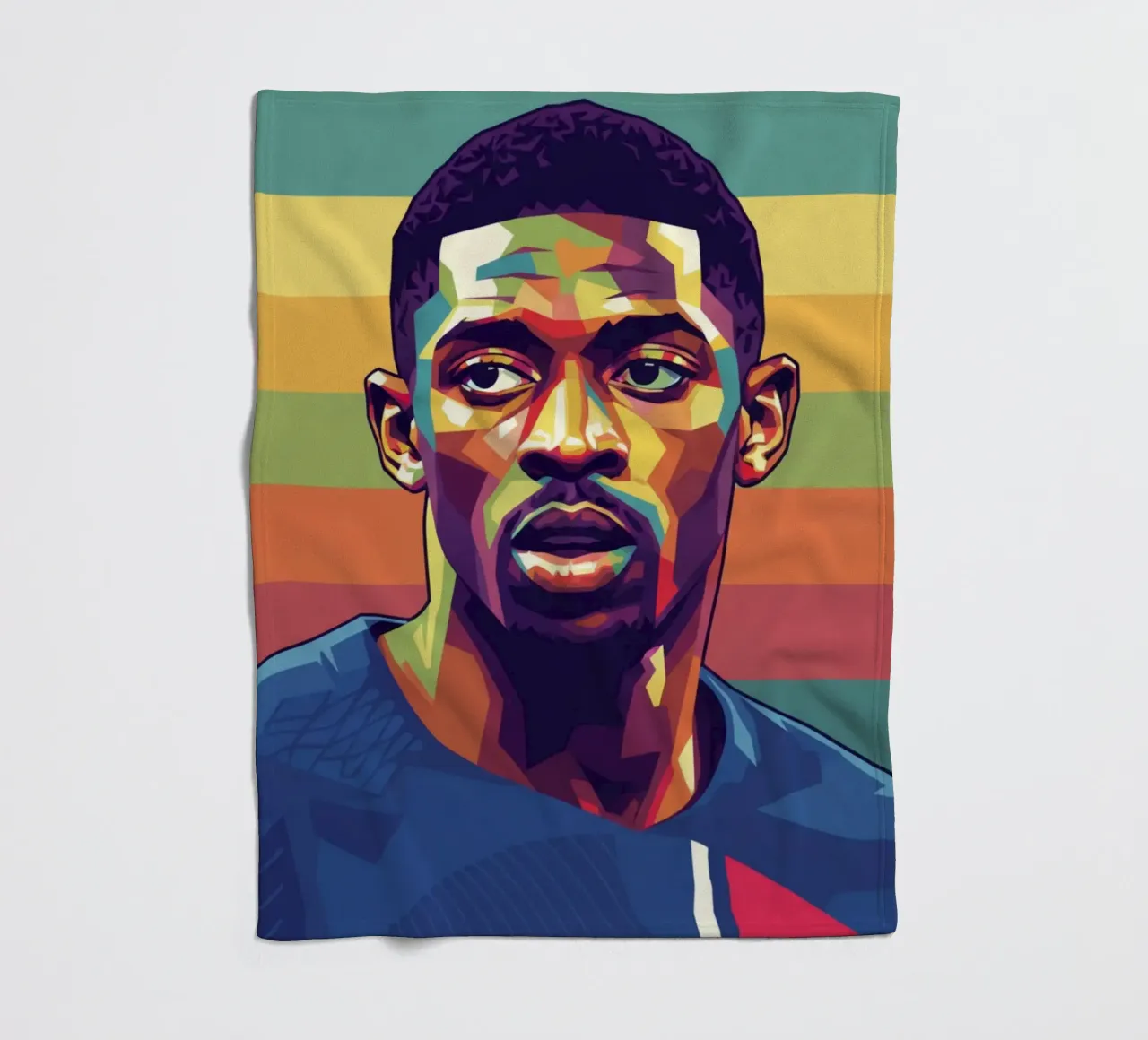 Ritratto pop art di Ousmane Dembele coperta in pile da Hantamrata