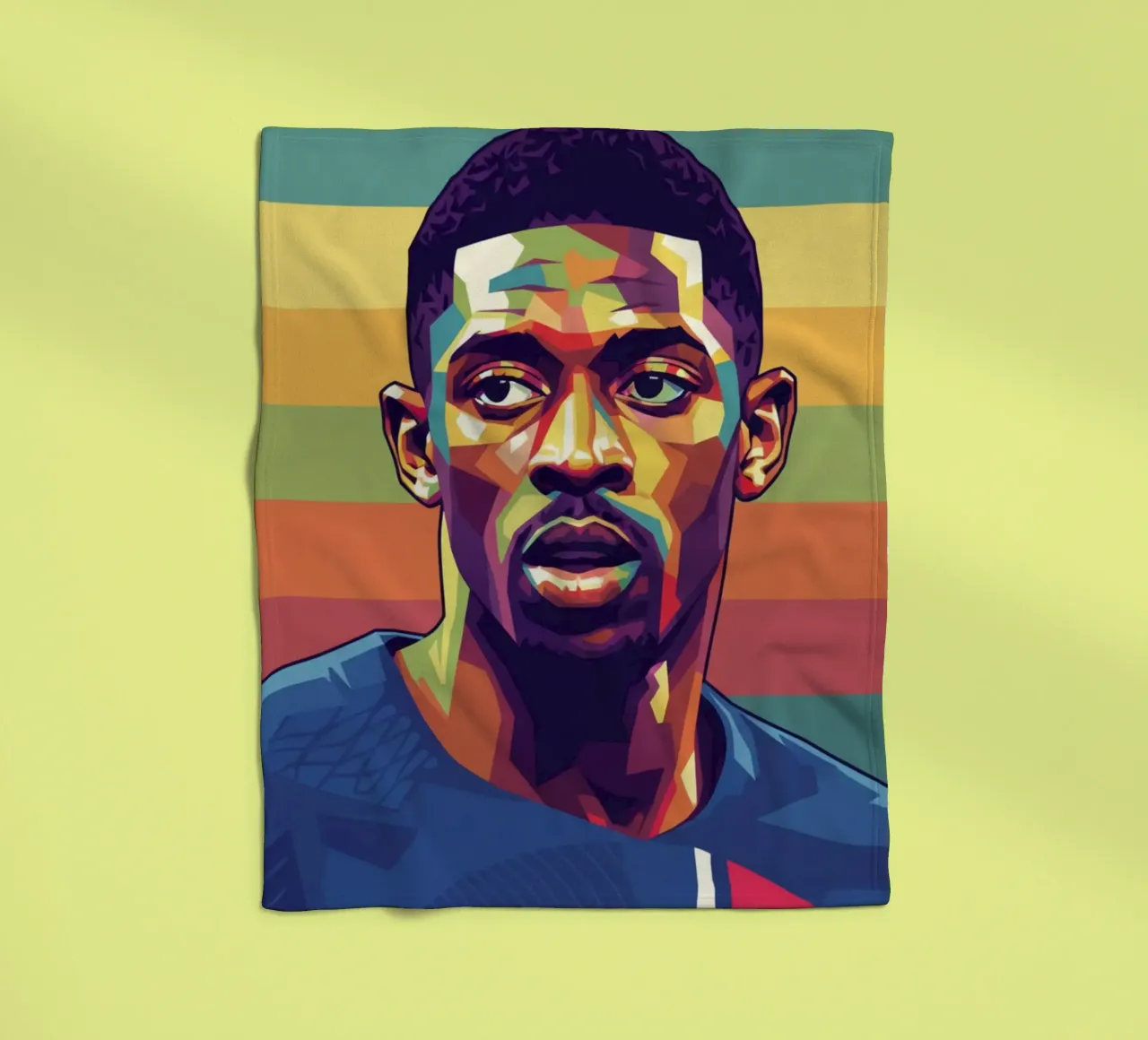 Ritratto pop art di Ousmane Dembele coperta in pile da Hantamrata