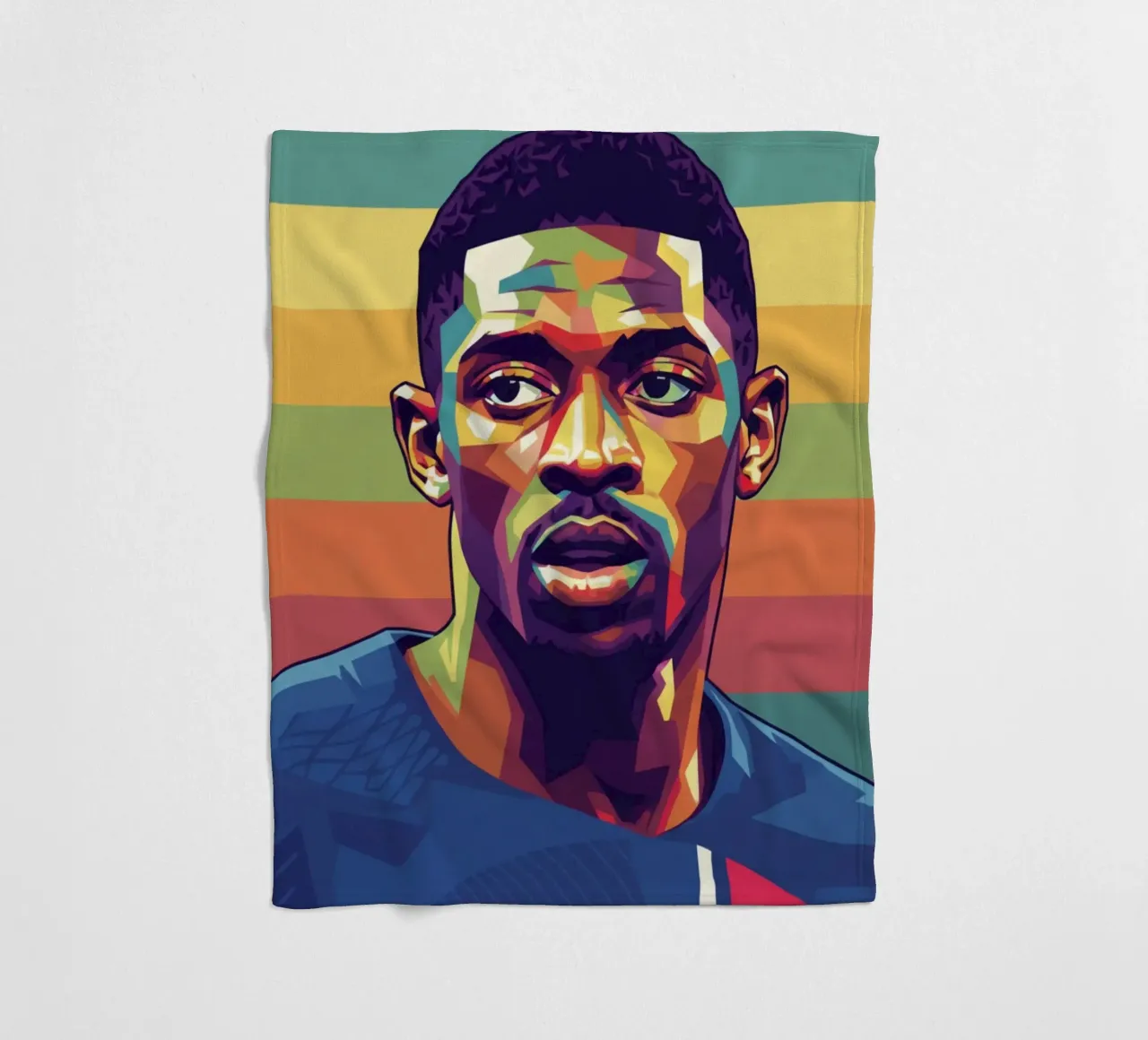 Ritratto pop art di Ousmane Dembele coperta in pile da Hantamrata