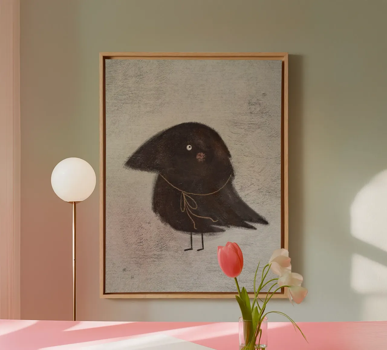 Nelli Suneli - Little Raven canvas with Floater frame by The Artcircle