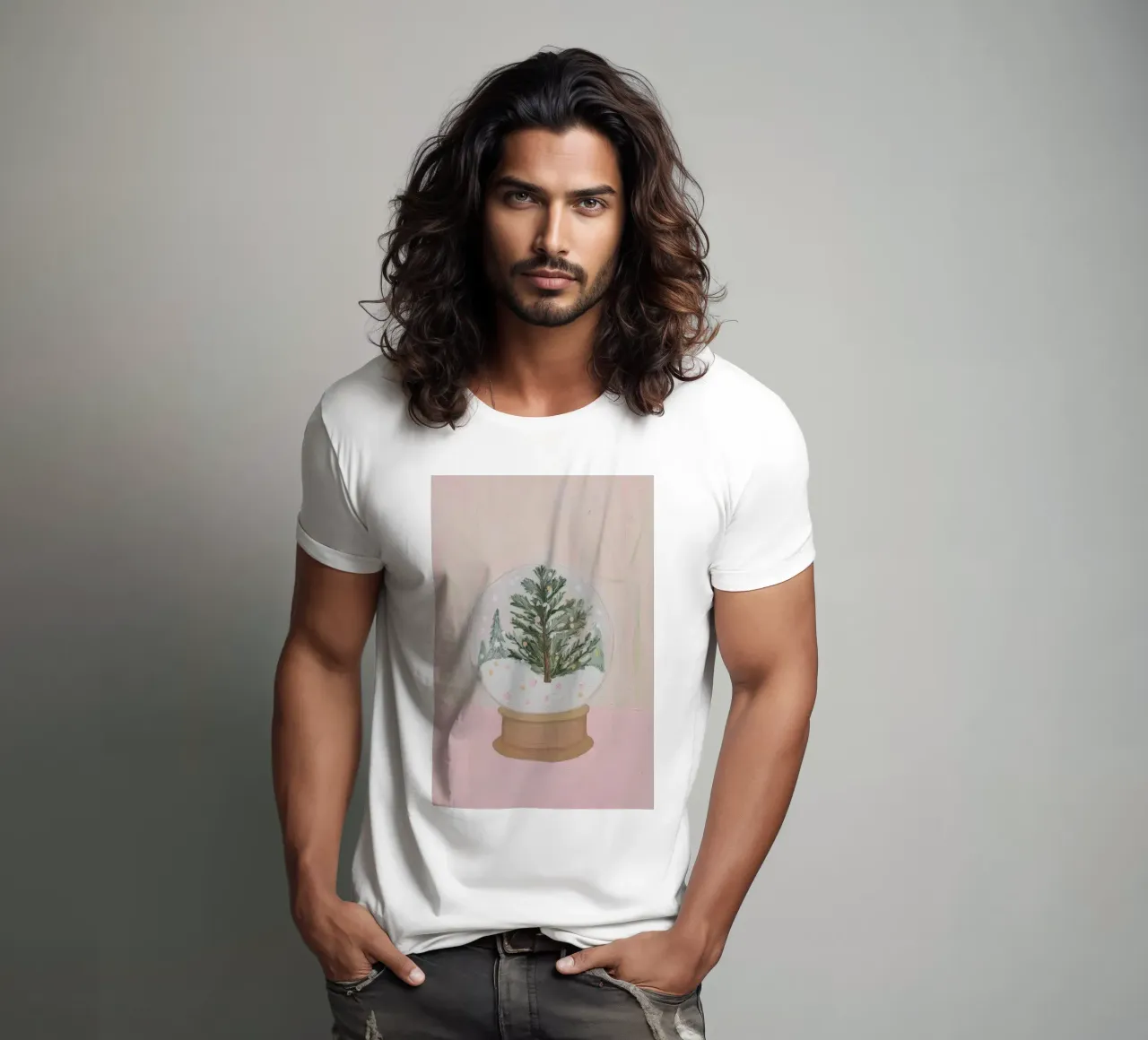 Globo di neve con albero di Natale t-shirt da Little Lila