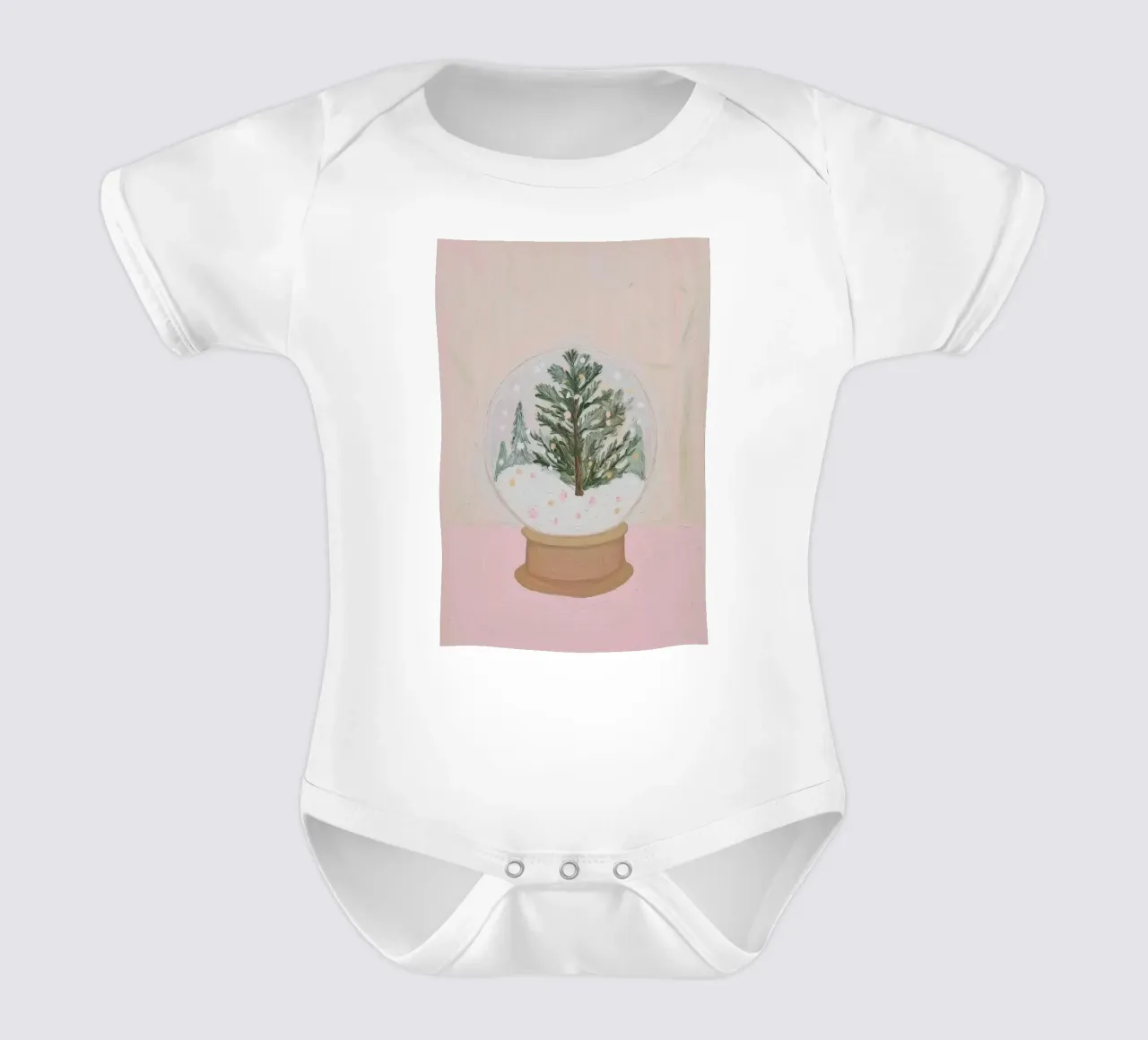 Globo di neve con albero di Natale body neonato maniche corte da Little Lila