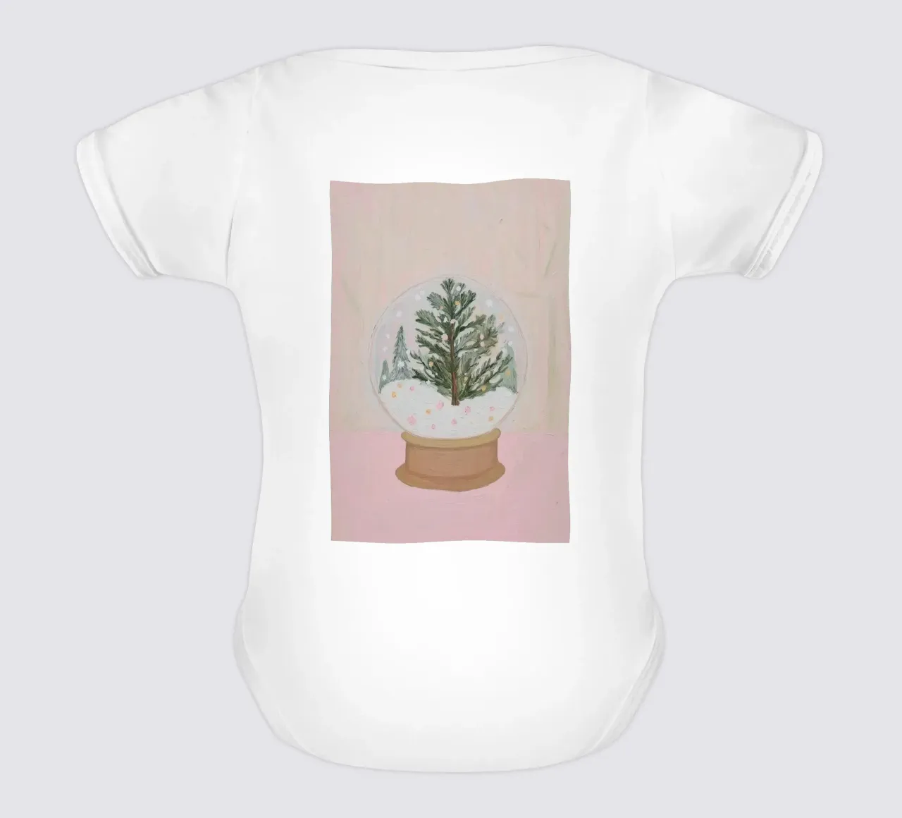 Globo di neve con albero di Natale body neonato maniche corte da Little Lila