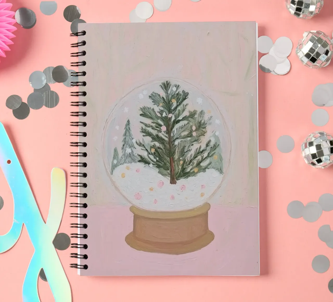 Globo di neve con albero di Natale diario ad anelli da Little Lila