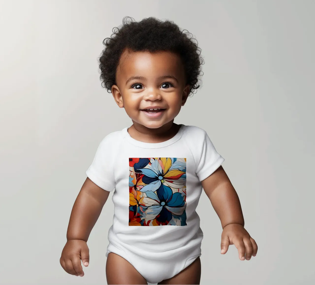 Levendig bloemenabstract babyrompertje korte mouwen van Artistic-shop