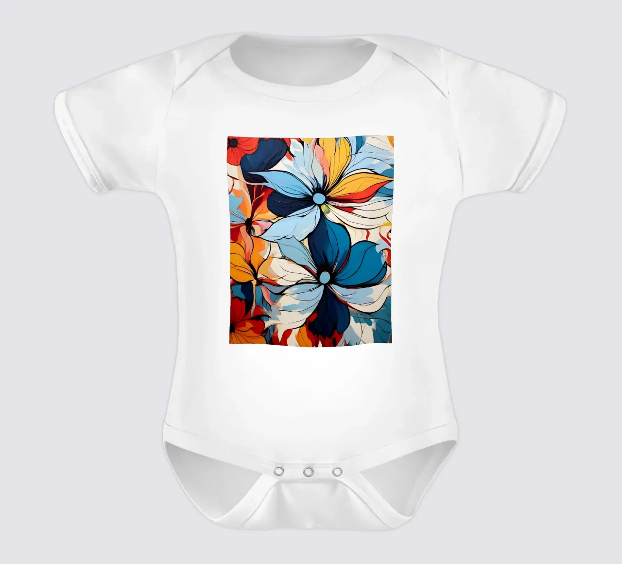 Levendig bloemenabstract babyrompertje korte mouwen van Artistic-shop