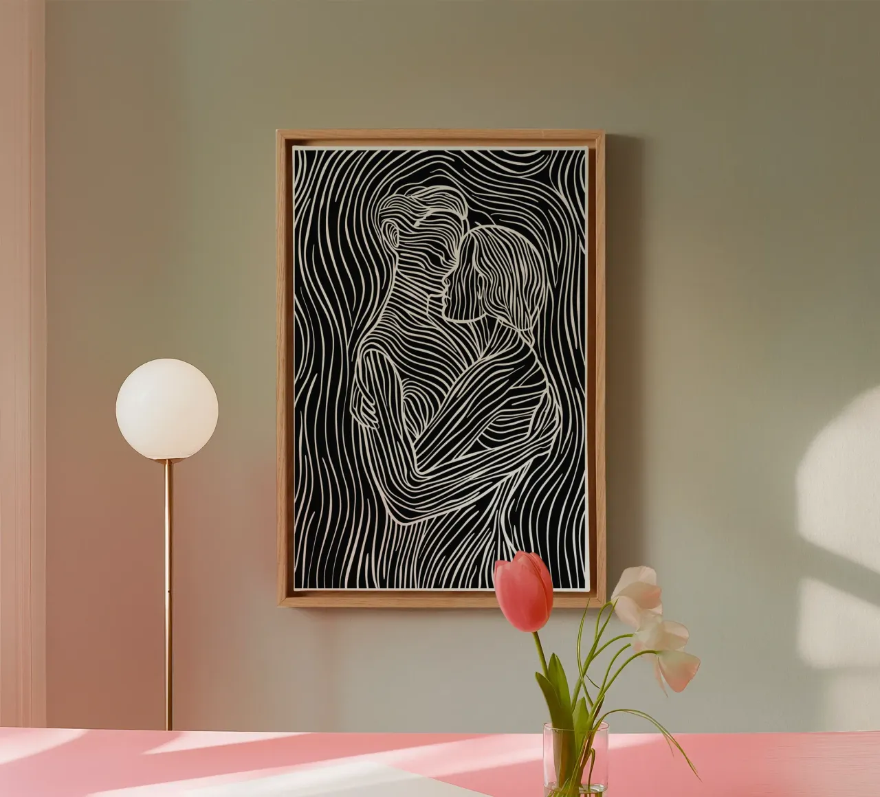 Loving couple | Line art canvas by Autofocus