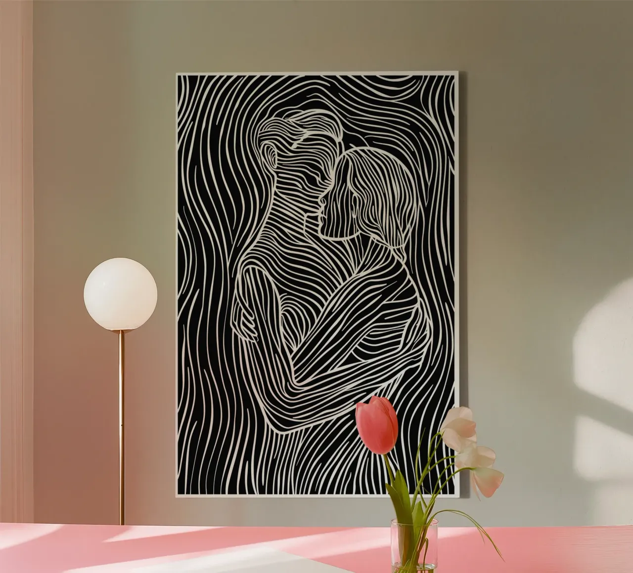 Loving couple | Line art canvas by Autofocus