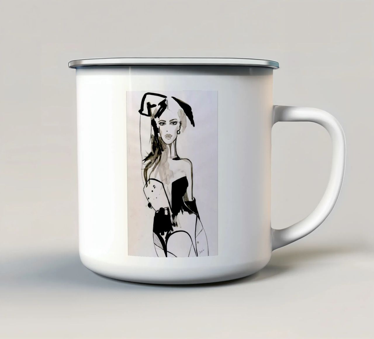 B&W Corset tazza in smalto da Olesja Hännikäinen