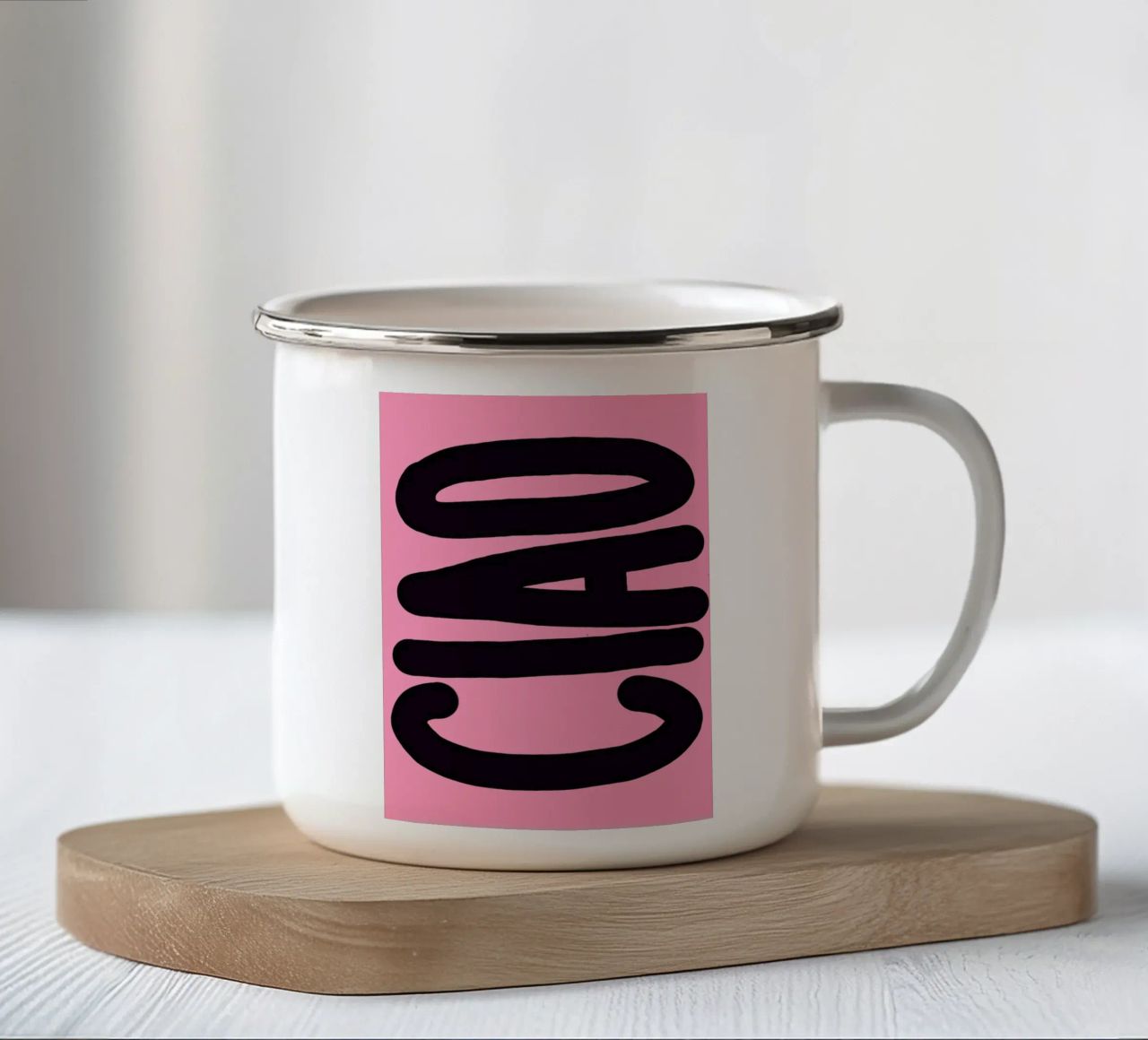 Ciao pini tazza in smalto da Hej Ibiza by Ute Arnold