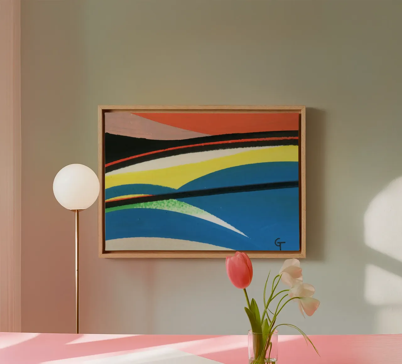 Colourful lanscape 2 canvas met Baklijst van gtobonart