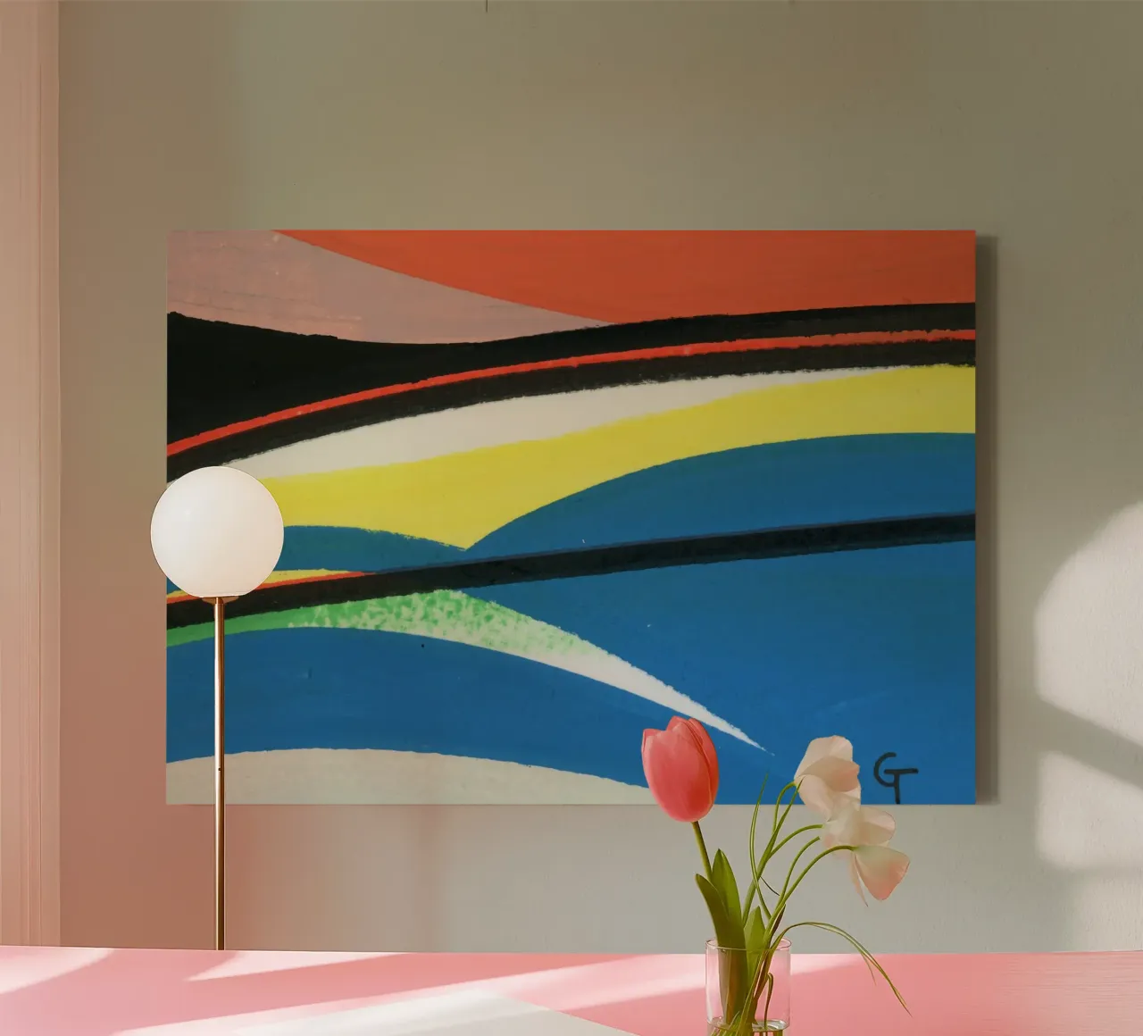 Colourful lanscape 2 canvas met Baklijst van gtobonart