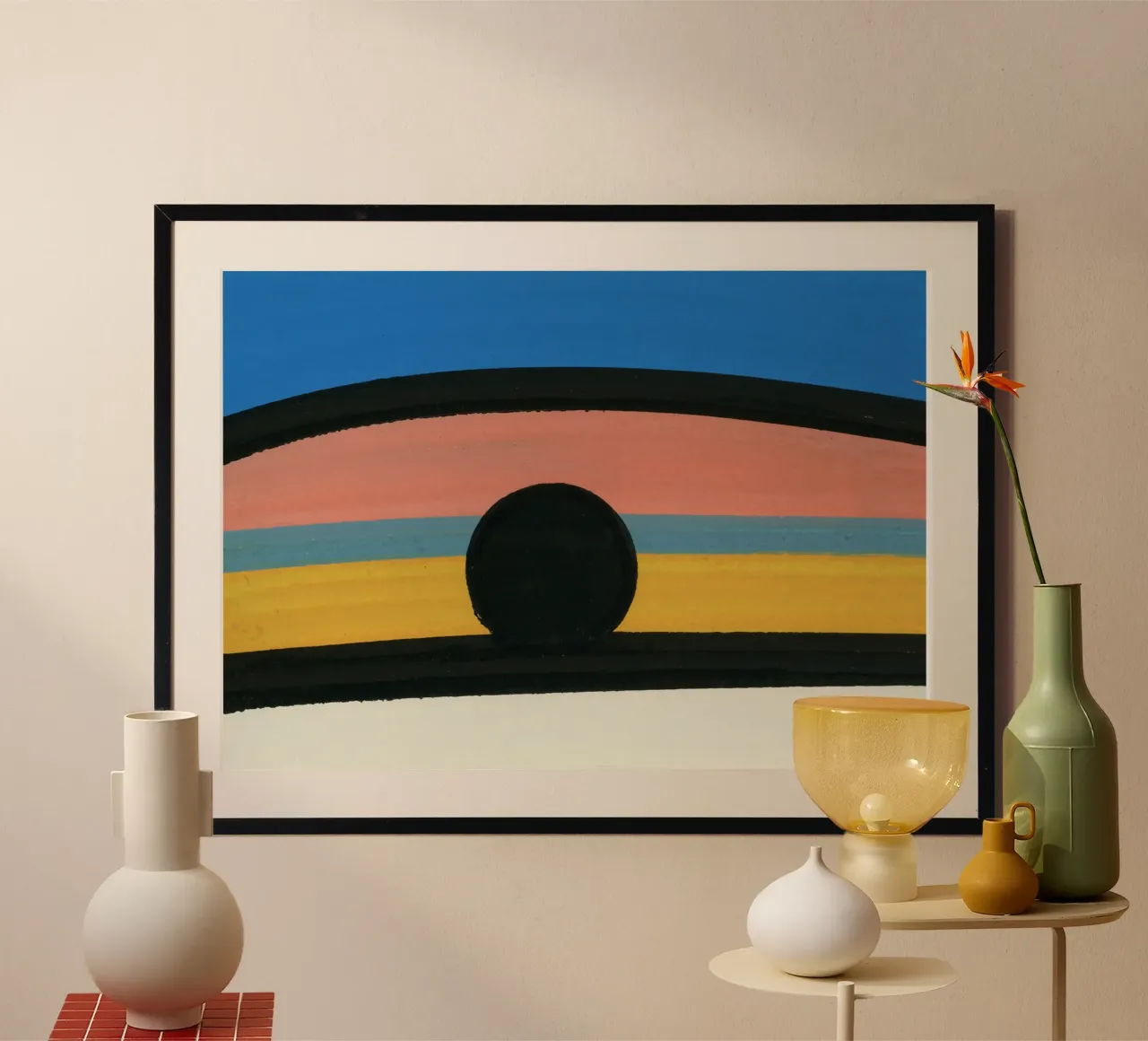 Black ball rolling poster con marco de madera de gtobonart