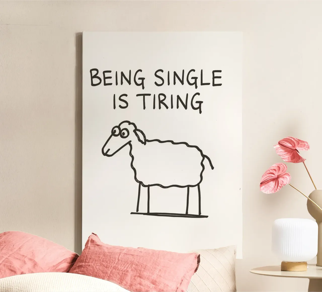 being single is tiring tela da vintageshop
