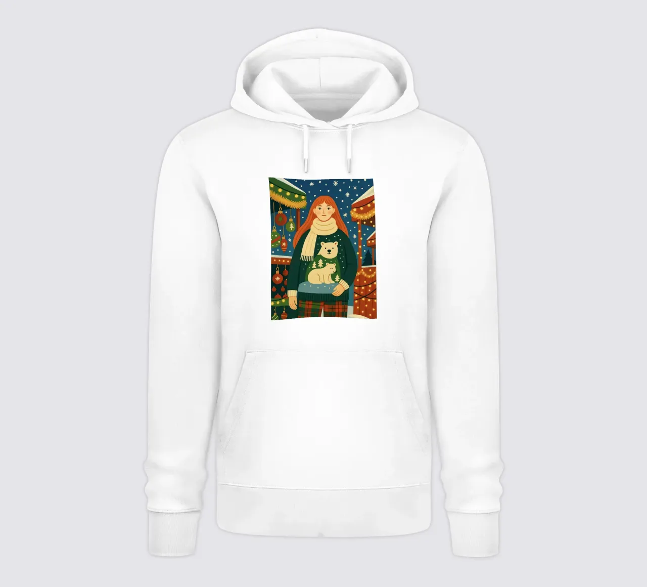 CHICA EN EL MERCADO DE NAVIDAD sudadera con capucha de CHRISTMAS ART