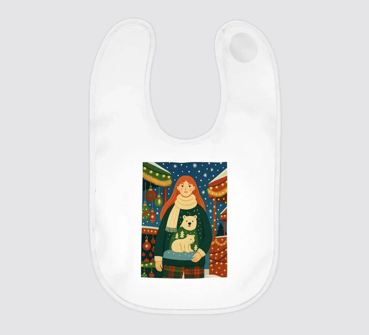 RAGAZZA AL MERCATINO DI NATALE bavaglino da CHRISTMAS ART