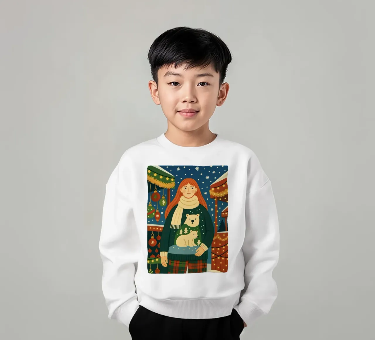 RAGAZZA AL MERCATINO DI NATALE felpa bambino da CHRISTMAS ART