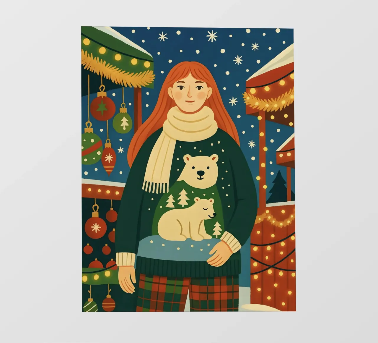RAGAZZA AL MERCATINO DI NATALE pellicola backlit da CHRISTMAS ART