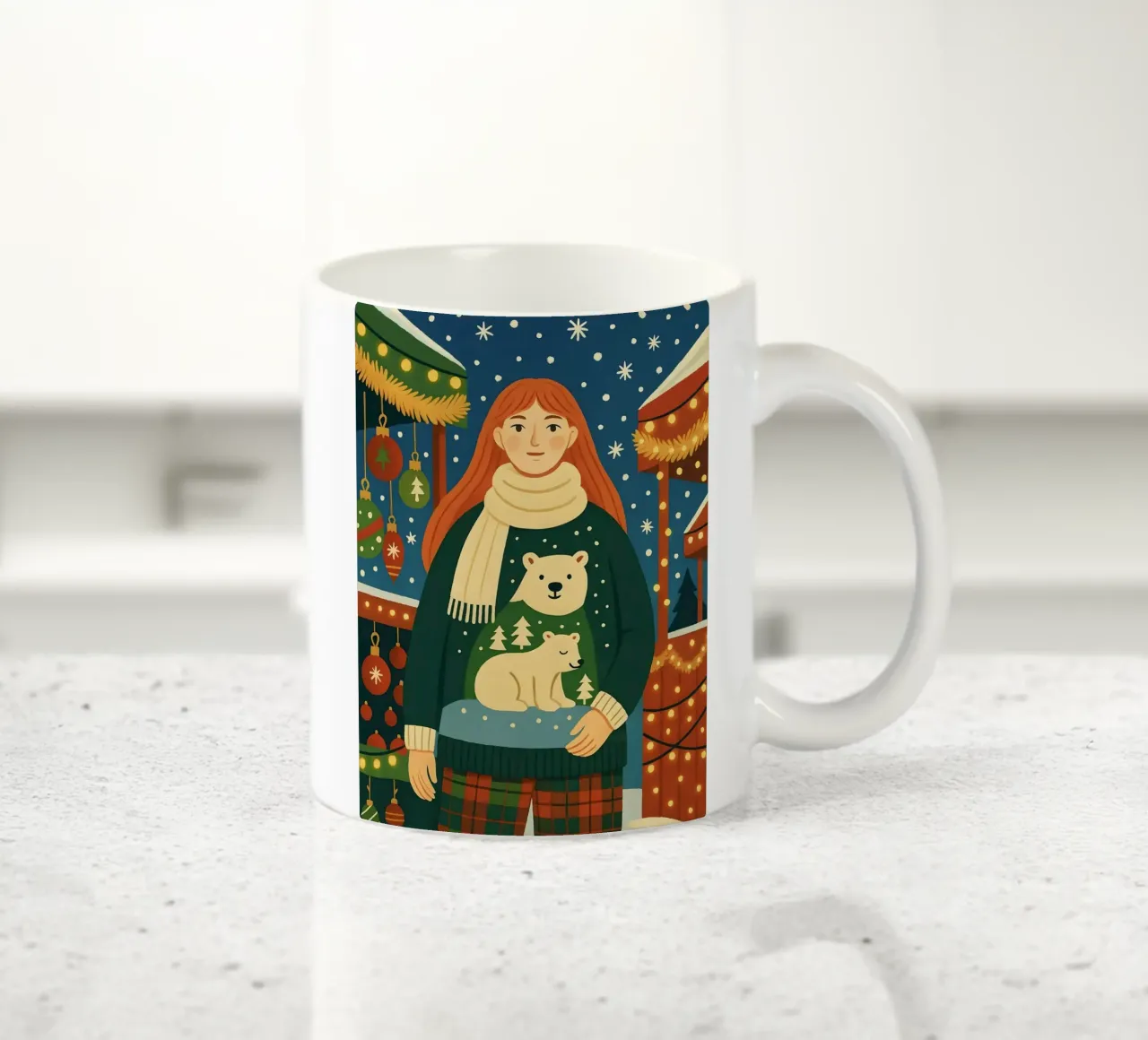 RAGAZZA AL MERCATINO DI NATALE tazza in ceramica da CHRISTMAS ART