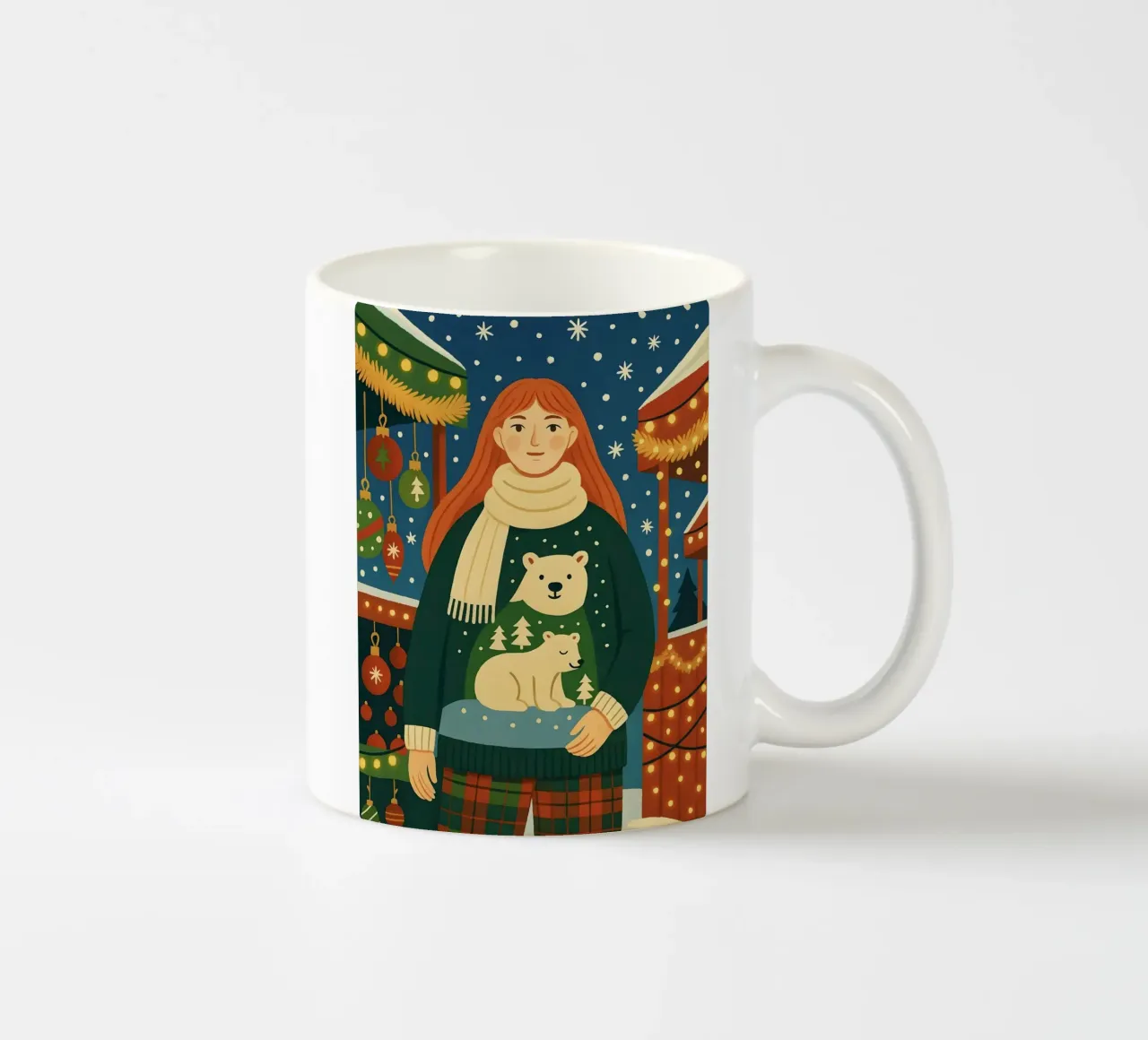 RAGAZZA AL MERCATINO DI NATALE tazza in ceramica da CHRISTMAS ART
