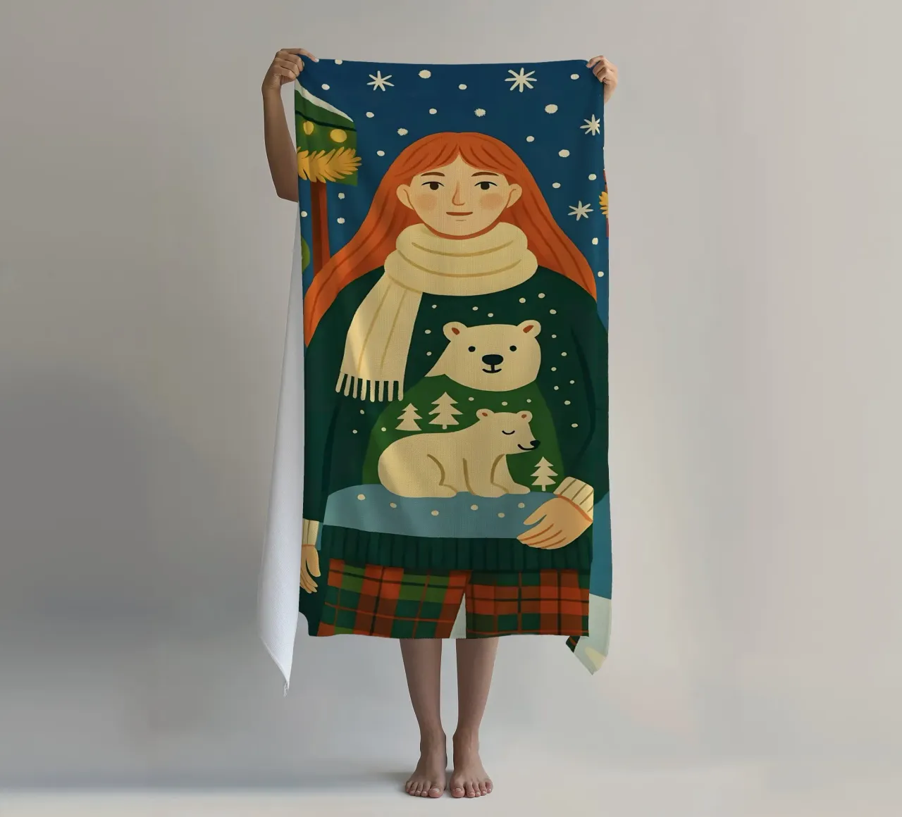 RAGAZZA AL MERCATINO DI NATALE telo mare da CHRISTMAS ART