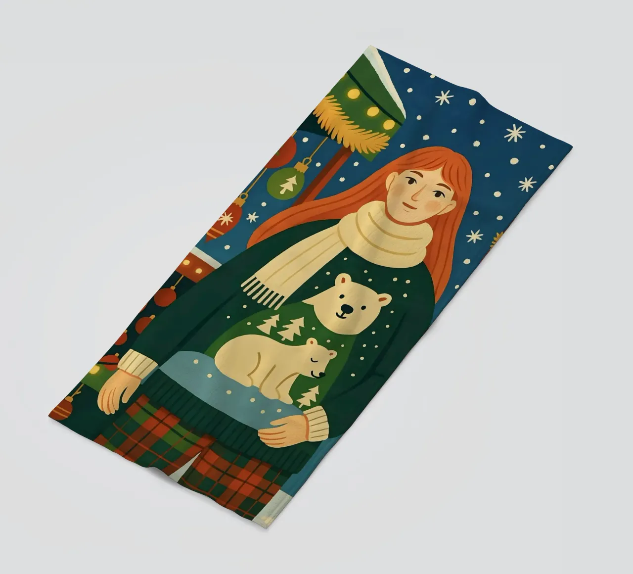 RAGAZZA AL MERCATINO DI NATALE telo mare da CHRISTMAS ART