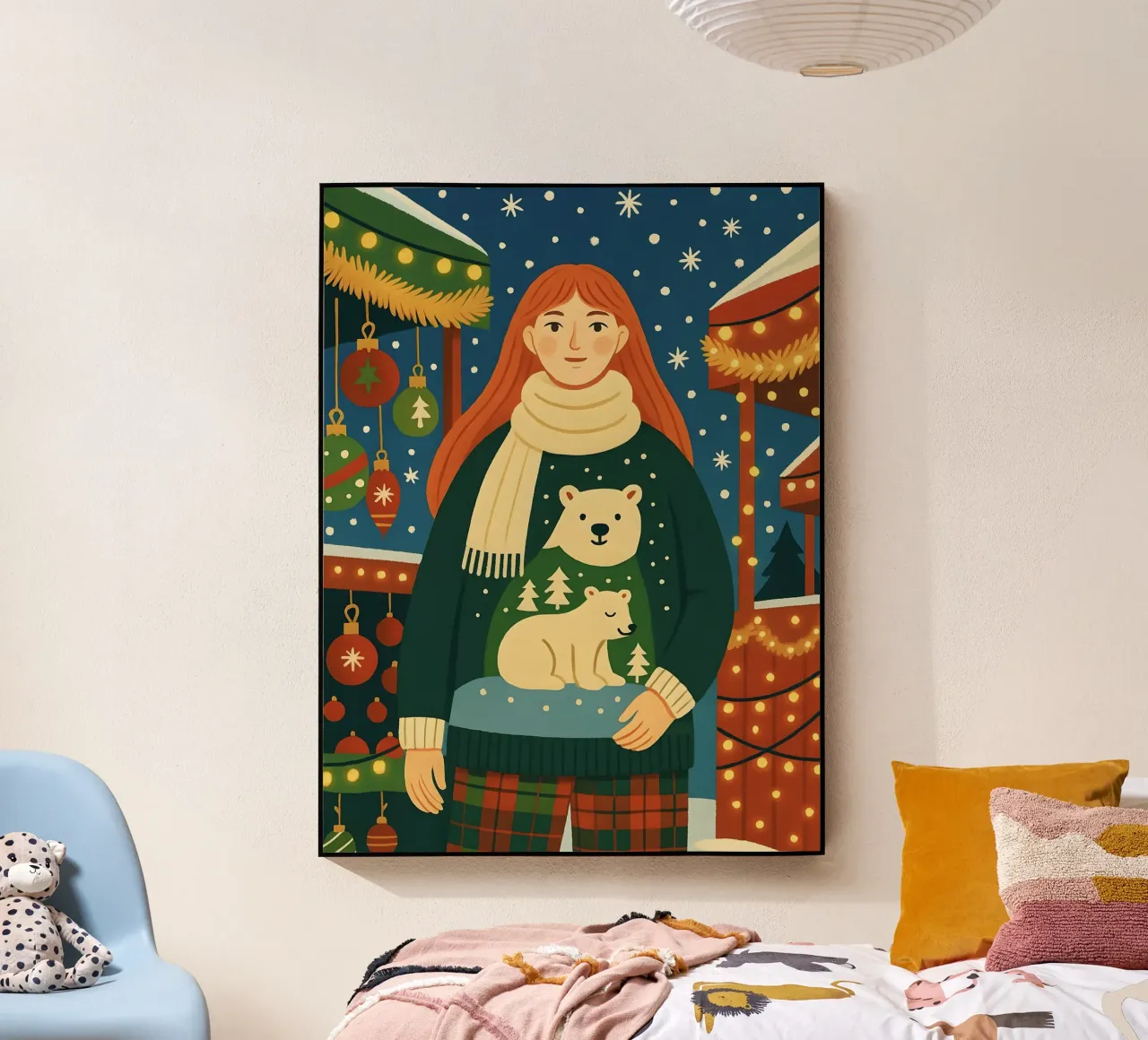 CHICA EN EL MERCADO DE NAVIDAD metacrilato de CHRISTMAS ART