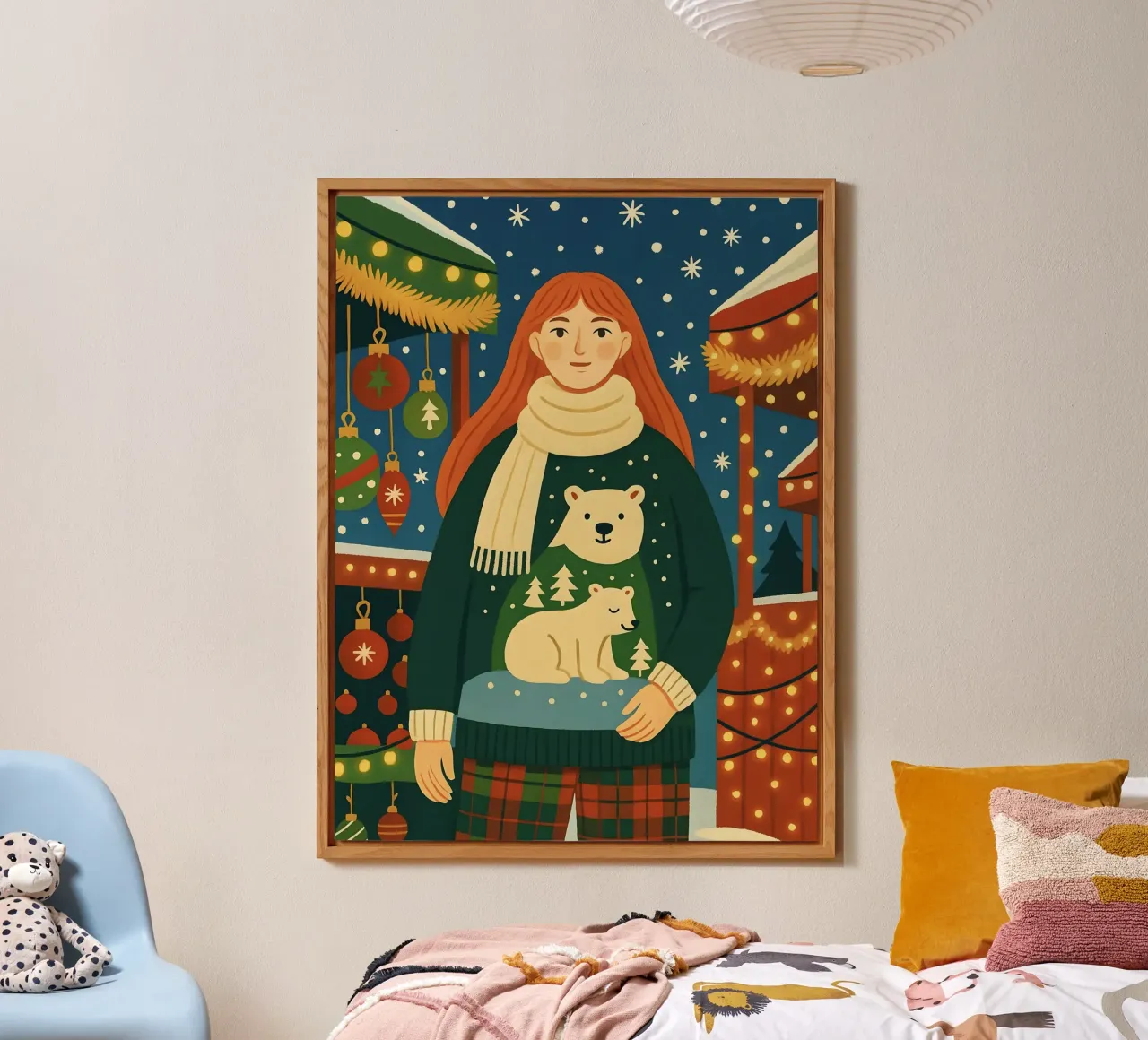 RAGAZZA AL MERCATINO DI NATALE alluminio dibond da CHRISTMAS ART