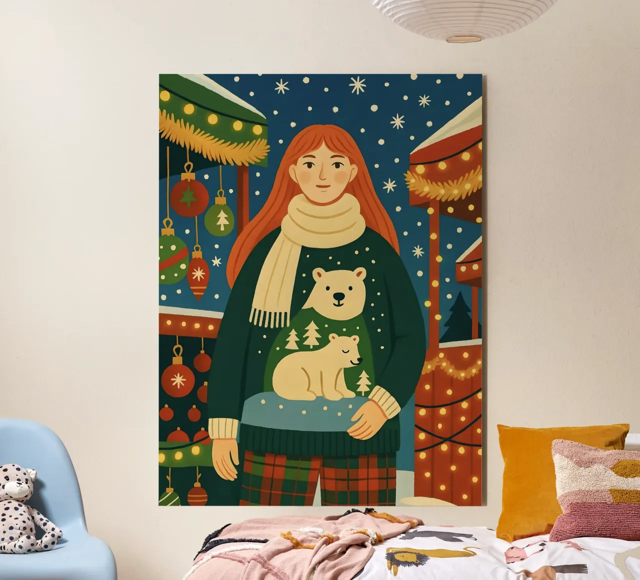 RAGAZZA AL MERCATINO DI NATALE alluminio dibond da CHRISTMAS ART