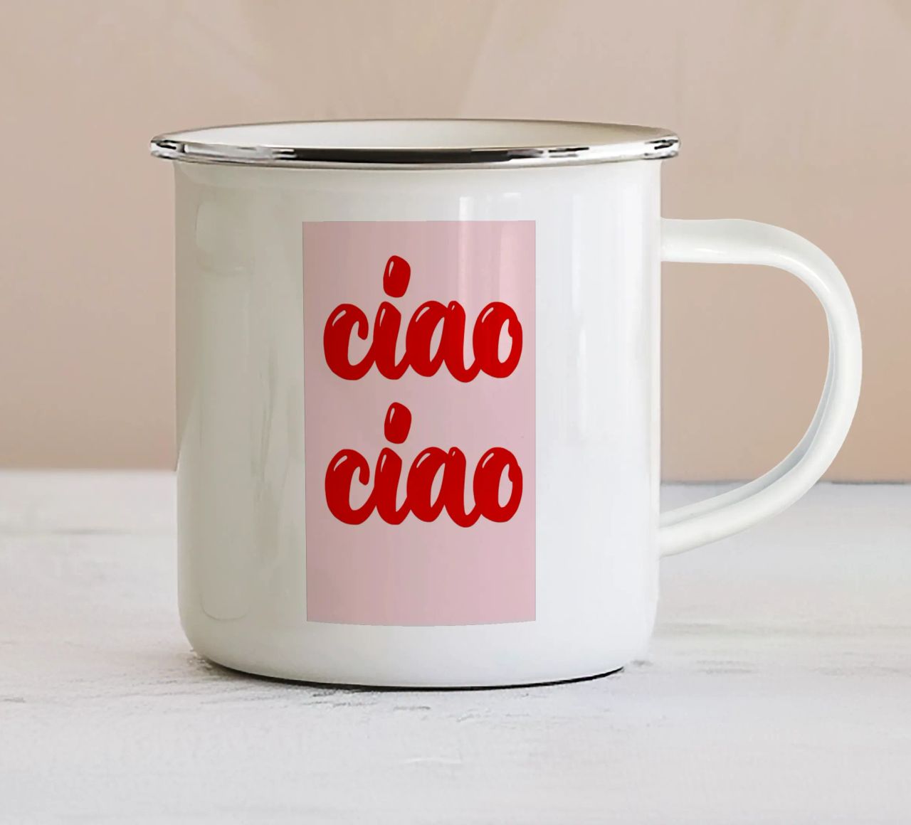 Ciao Ciao tazza in smalto da Hej Ibiza by Ute Arnold