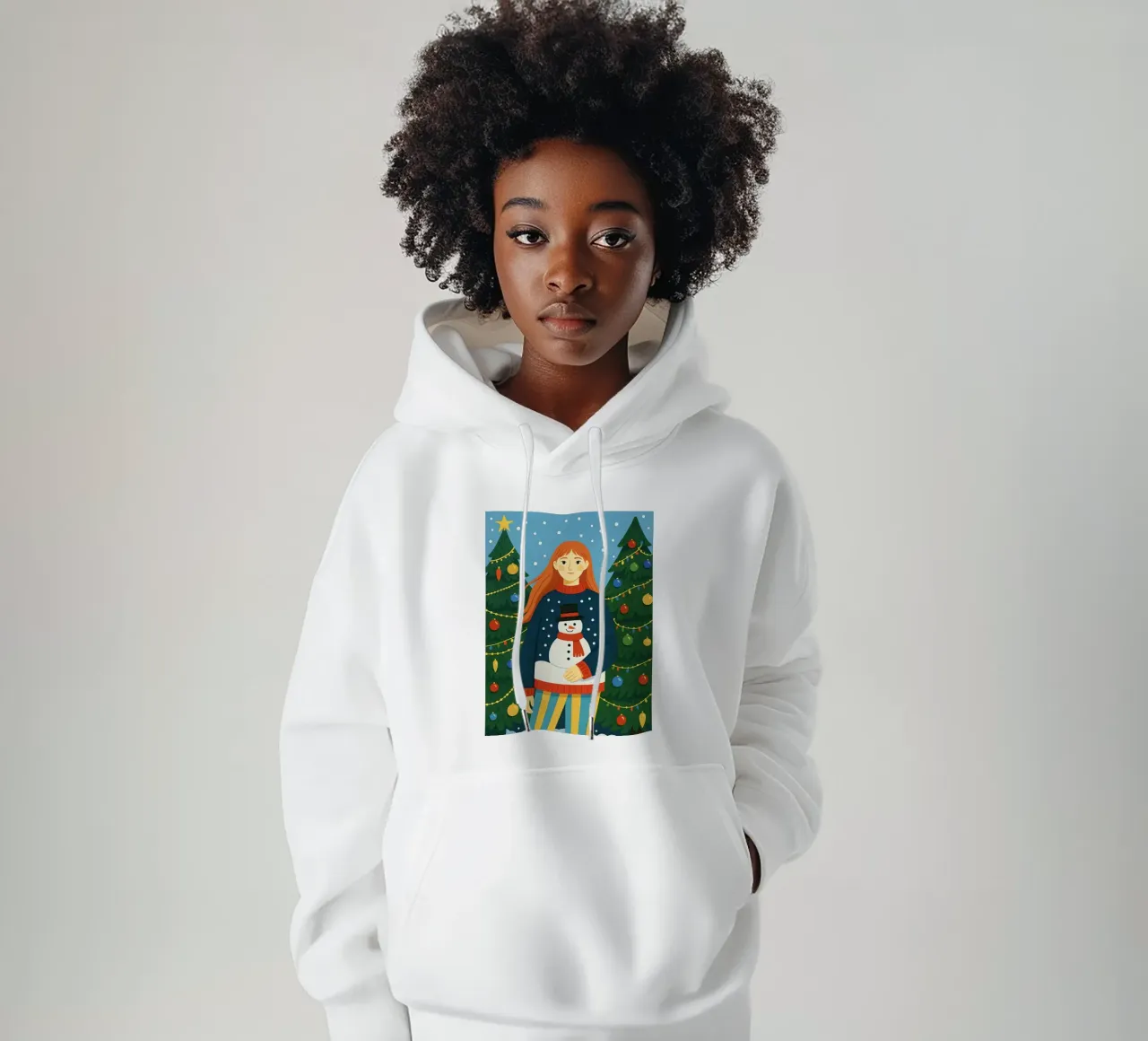 DONNA CALMA A NATALE felpa con cappuccio da CHRISTMAS ART