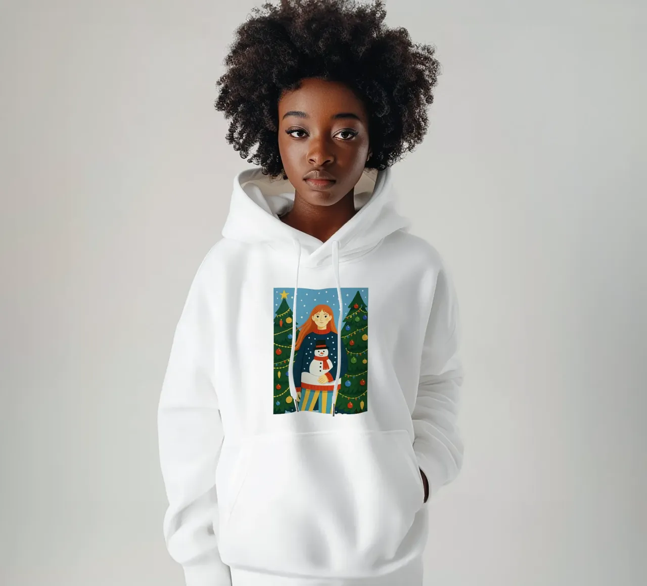 MUJER TRANQUILA EN NAVIDAD sudadera con capucha de CHRISTMAS ART