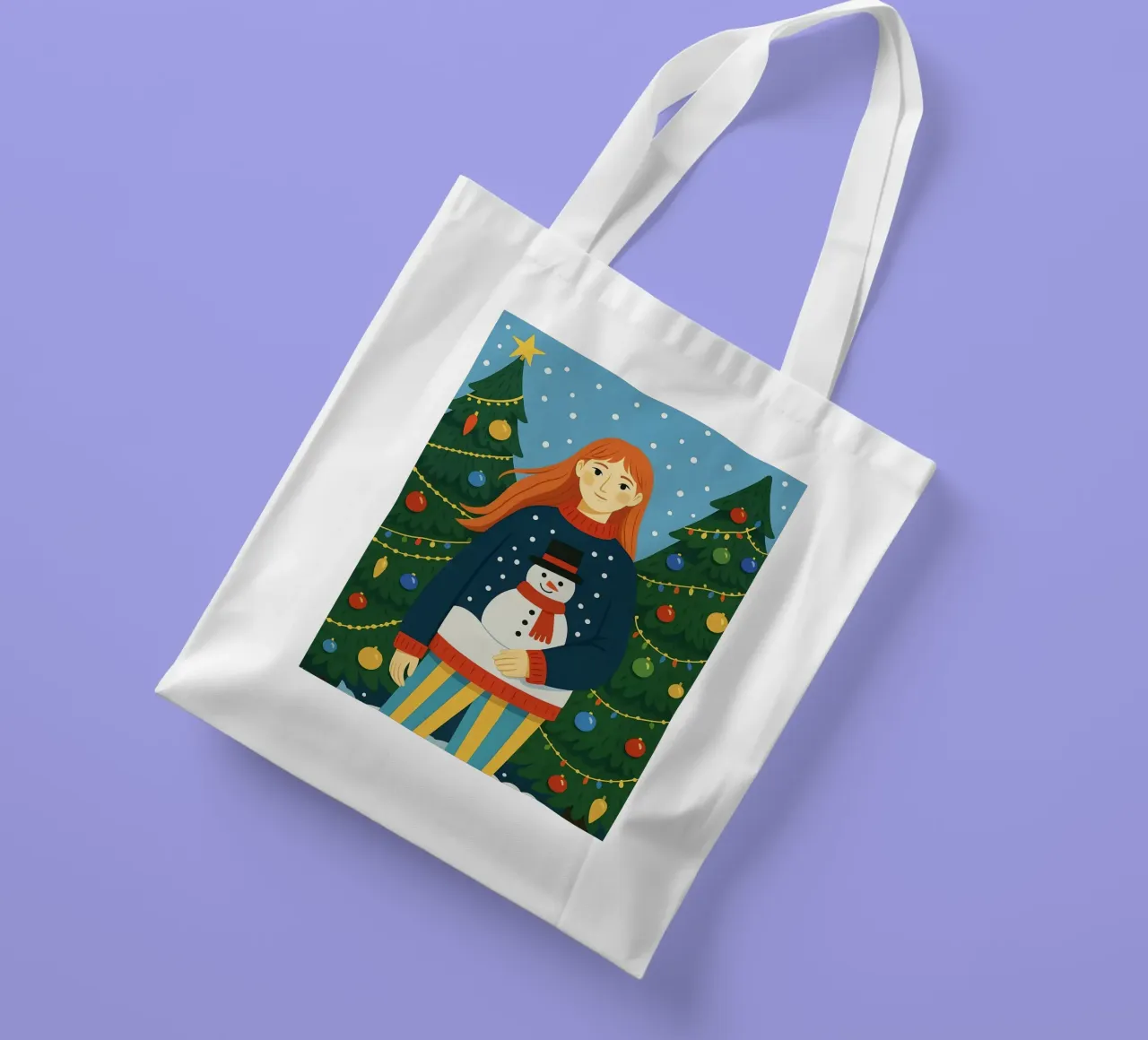 DONNA CALMA A NATALE borsa in juta da CHRISTMAS ART