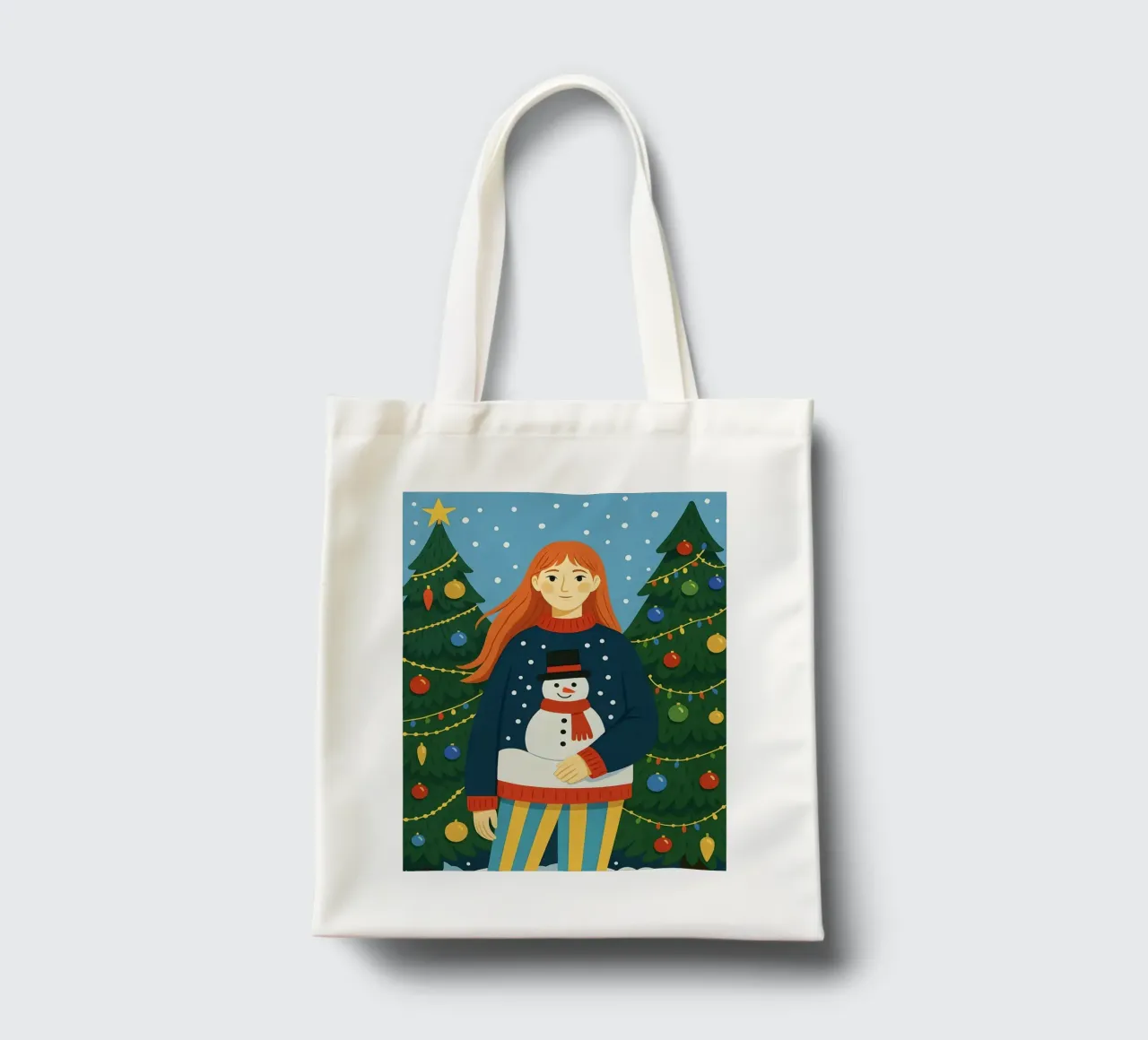 DONNA CALMA A NATALE borsa in juta da CHRISTMAS ART